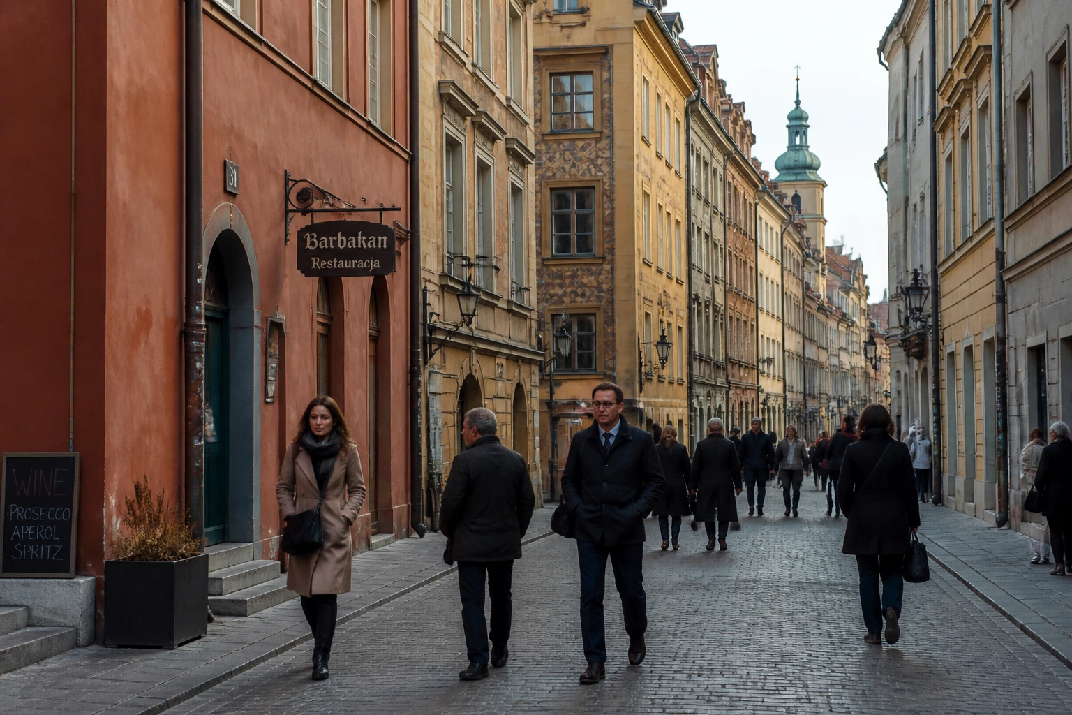 Rue du centre-ville de Varsovie en Pologne illustrant le contexte économique du SMIC polonais